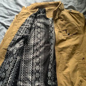 Tan Rain Jacket with Printed Interior